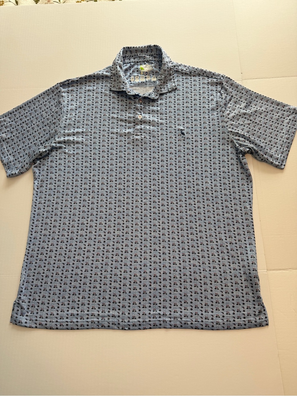 Tailorbyrd Light Blue Printed Performance Polo Shirt